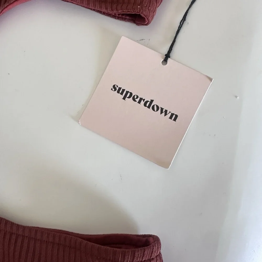 Superdown Strapless‎ Cut Out Bandeau Rust Festival Resort Vacation Sexy Club NWT